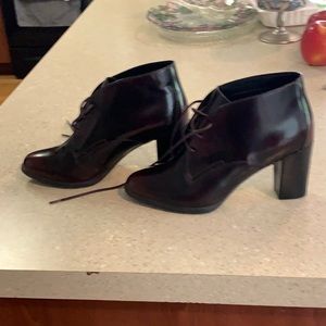 Clark, wine color booties.